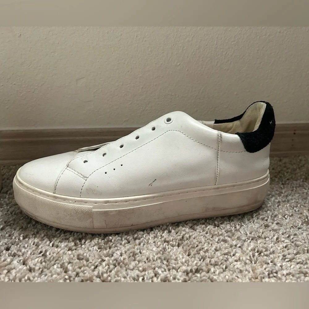 KURT GEIGER London Laney White Low-Top Leather Sneakers Suede Black Back Size 39